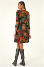 Copper Geo Print Shift Stretch Dress, Image 3 of 5