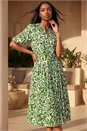 Green Petite Swirl Print Midi Dress , Image 2 of 4