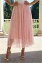 Light Pink Polka Dot Print Elasticated Mesh Skirt, Image 1 of 4
