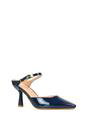Navy XY LONDON Navy 'Daisy-May' High Heel Mules With Pointed Toe, Image 2 of 6