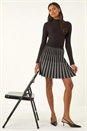 Black Geometric Knit Mini Skater Skirt, Image 2 of 5
