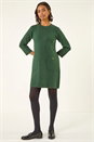 Dark Green Patch Pocket Knit Dress, Image 3 of 6