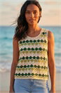 Green Wave Crochet Knit Vest, Image 2 of 4