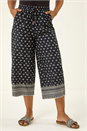 Black Petite Border Print Cropped Trouser, Image 4 of 5