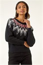 Black Sequin Neckline Knit Jumper, Image 4 of 5
