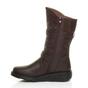 Brown AJVANI Brown Low Wedge Heel Comfort Calf Biker Boots, Image 3 of 6