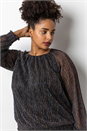 Bronze Curve Foil Shimmer Plisse Top, Image 4 of 5