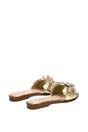 Gold XY LONDON Gold Flat Slip On Slider Sandals With Floral Detail, Image 4 of 6