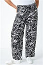 Black Curve Linear Elastic Waist Palazzo Trousers, Image 4 of 5