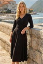 Black Stretch Crossover Midi Dress, Image 1 of 4