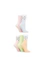 Pink Flourescent 5 Pack Ladies Jacquard Patterned Crew Socks, Image 1 of 3