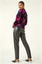 Pink Floral Velvet Stretch Top, Image 4 of 5