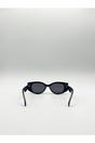 Black Oval Rectangular Vintage Sunglasses, Image 5 of 6