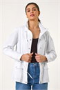White Buttoned Stretch Safari Jacket, Image 1 of 7