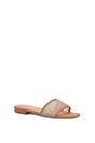 Beige XY LONDON Beige 'Gabrielle' Flat Slip On Open Toe Diamante Slider Mule Sandals, Image 2 of 5