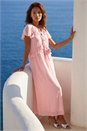 Light Pink Metallic Dobby Frill Midi Dress, Image 1 of 4