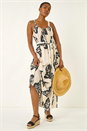 Ivory  Strappy Shell Print Maxi Dress, Image 2 of 5