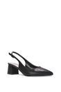 Black 'Virelai' Shimmer Low Block Heels With Slingback, Image 2 of 6