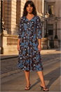 Chocolate Floral Puff Print Cross Dress, Image 2 of 4