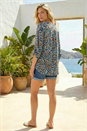 Navy  Spot Print Notch Neck Shirt, Image 3 of 4