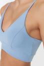 Light Blue Plunge V-Neck Thin Strap Supportive Sports Bra, Image 2 of 3