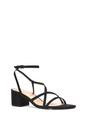 Black 'Maria' Ankle Strap Low Block Heel Strappy Sandals, Image 2 of 5