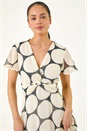 Black Petite Spot Print Twist Front Dress, Image 4 of 5
