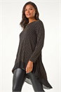 Gold Metallic Print Chiffon Hem Stretch Top, Image 2 of 5