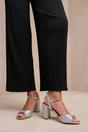 Silver 'Florence' Mid High Heels With Ankle Strap, Image 1 of 2