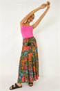Black Floral Print Tiered A-Line Skirt, Image 2 of 7