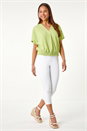 Sage Petite Textured Shirred V-Neck Stretch Top, Image 2 of 5