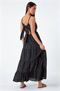 Black Petite Tie Detail Broderie Dress, Image 3 of 5