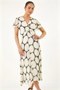 Black Petite Spot Print Twist Front Dress, Image 2 of 5