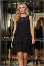Black Embellished Tiered Swing Dress, Image 1 of 6