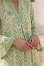 Sage Leaf Print Tiered Boho Dress, Image 4 of 4