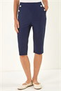 Navy  Buttoned Pocket Cropped Shorts, Image 4 of 5