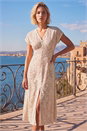 Light Pink Ditsy Lace Trim Midi Dress, Image 2 of 4