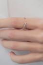 Rose Gold Mia Gioielli Rose Gold Sterling Silver CZ Adjustable Leaf Ring, Image 2 of 3