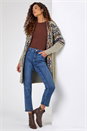 Natural  Nordic Patterned Longline Cardigan, Image 3 of 5