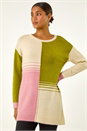 Multi Colour Block Knit Tunic Jumper, Image 1 of 5
