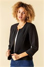 Black Textured Cropped Jacket, Image 1 of 4