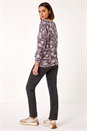 Pink Floral Banded Hem Snit Top, Image 3 of 5