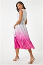 PINK Pleated Ombre Midi Dress, Image 1 of 5