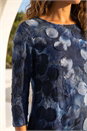 Blue Cotton Blend Spot Print Stretch Top, Image 4 of 4