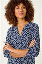 Navy Textured Abstract Print Shirt, Image 1 of 5