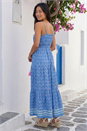 Blue Petite Abstract Print Strappy Maxi Dress, Image 3 of 4