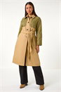 Tan Contrast Quilted Collar Smart Coat, Image 7 of 8