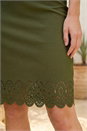 KHAKI Lasercut Hem Pencil Skirt, Image 4 of 4