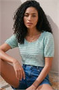 Blue Textured Jersey Stretch Top, Image 1 of 4