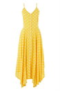 Yellow Polka Dot Hanky Hem Midi Dress, Image 4 of 4